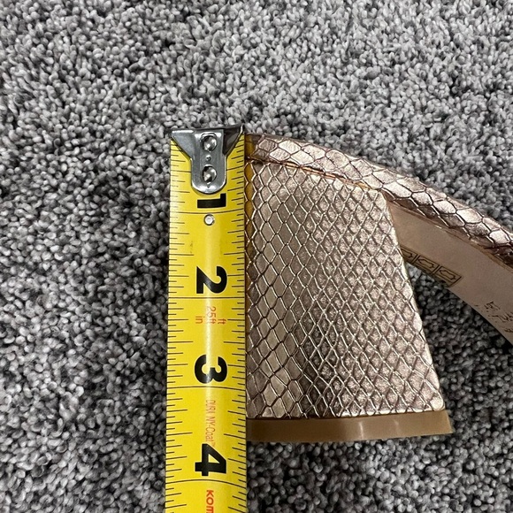 STUART WEITZMAN Tia 85 lizard-effect leather sandals Rose Gold Block Heel US 6.5 - Picture 8 of 10